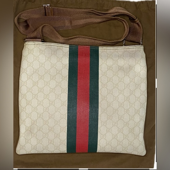 GUCCI ❤️❤️ SHERRY/WEB LINE CROSSBODY RARE - Picture 3 of 15